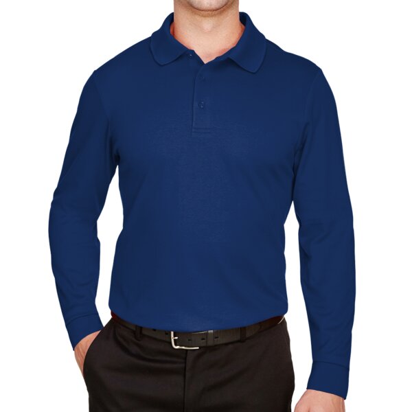 Men's CrownLux Performance® Plaited Long Sleeve Polo Thumbnail