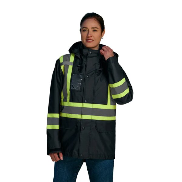 Full Length HI-VIZ Raincoat with Detachable Hood Thumbnail