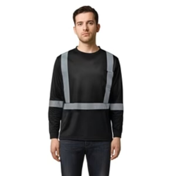 Long Sleeve Hi-VIS T-Shirt with Segmented Stripes Thumbnail