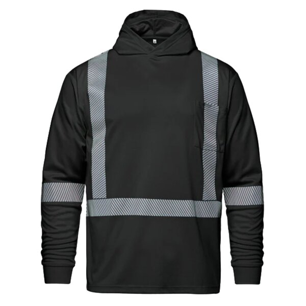 Long Sleeve Hi-VIS Hooded T-Shirt with Segmented Stripes Thumbnail