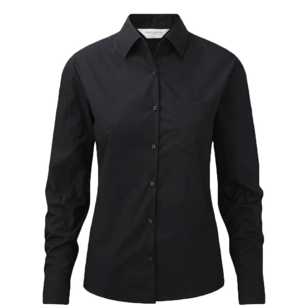 LADIES LONG SLEEVE PURE COTTON POPLIN SHIRT Thumbnail