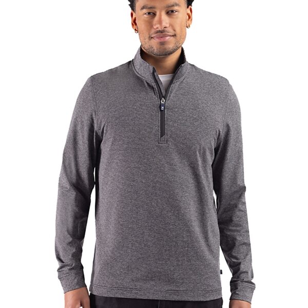Cutter & Buck Adapt Recycled Soft Knit Stripe Mens Quarter Zip Pullover Thumbnail